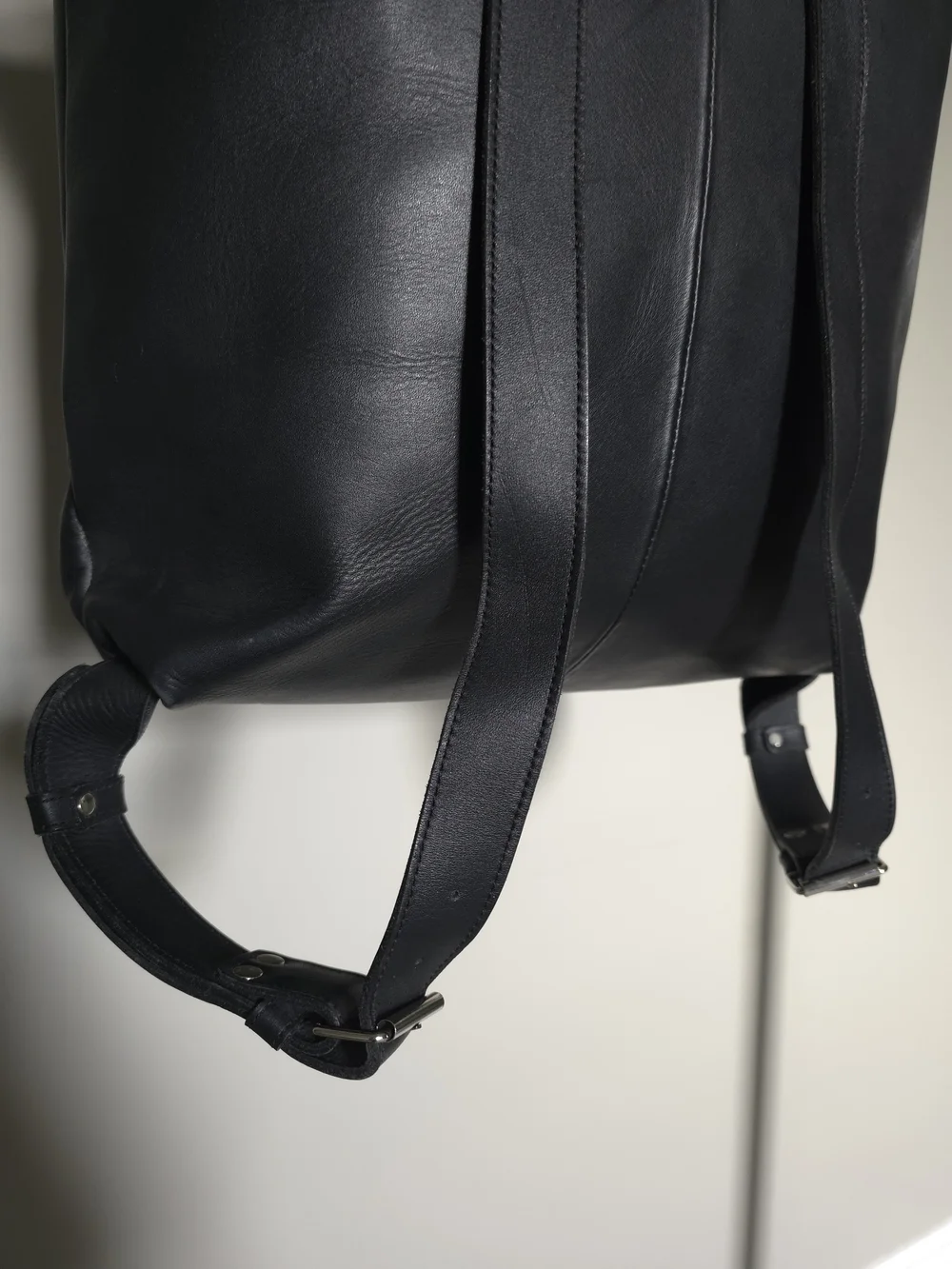 Black Leather & Suede Unisex Backpack, Handmade